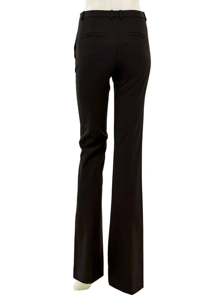 Back view of Theory's demetria traceable wool trousers in black.