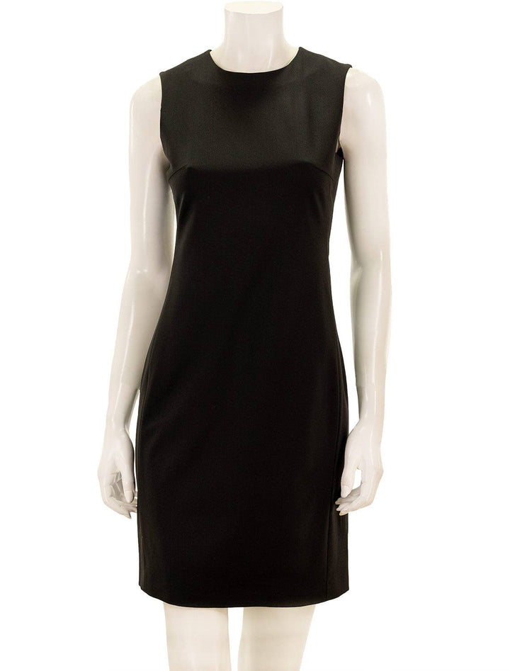 Front view of Theory's sleeveless fitted dress in traceable wool.