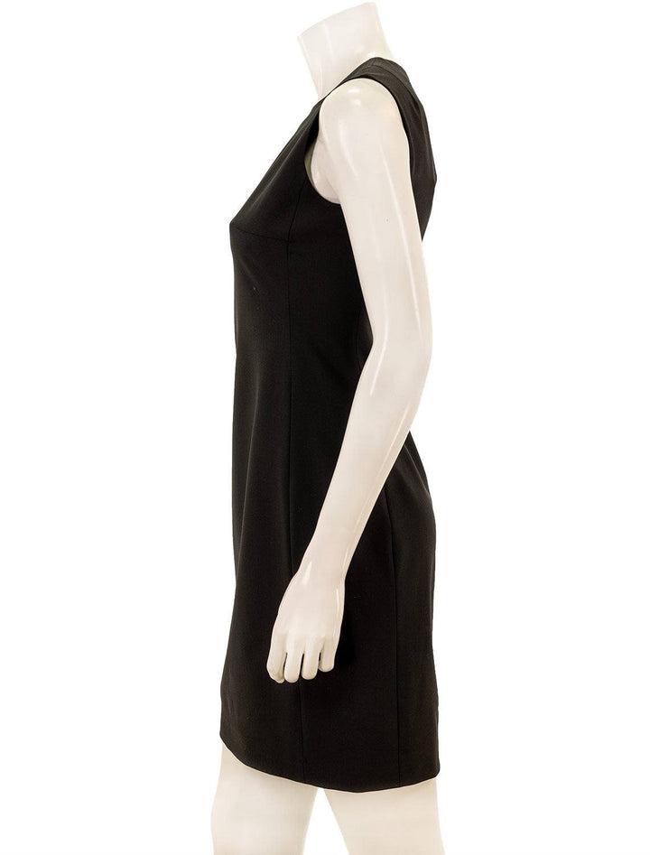 Side view of Theory's sleeveless fitted dress in traceable wool.