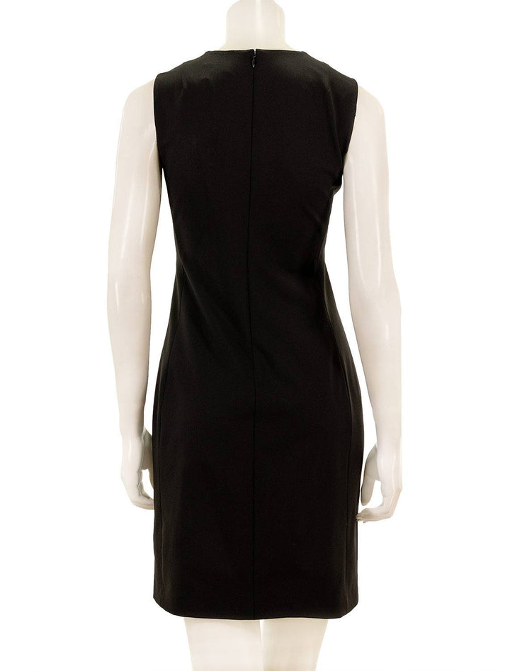 Back view of Theory's sleeveless fitted dress in traceable wool.