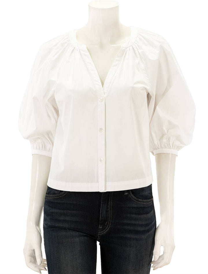 Front view of STAUD's new dill top in white.