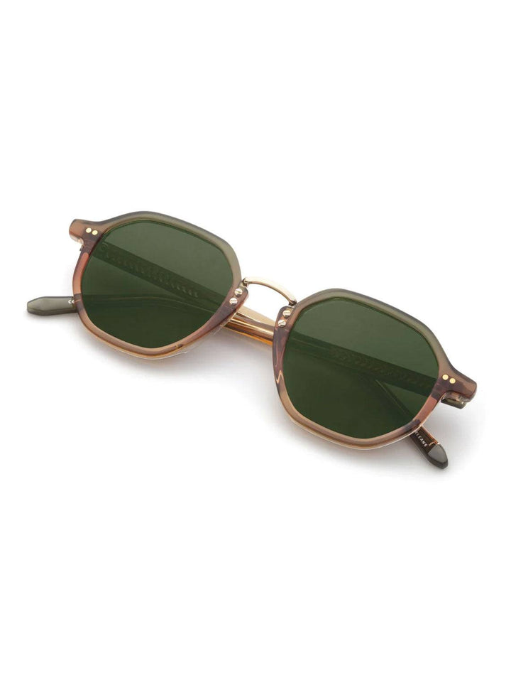 Overhead view of Krewe's dakota sunglasses in wasabi.