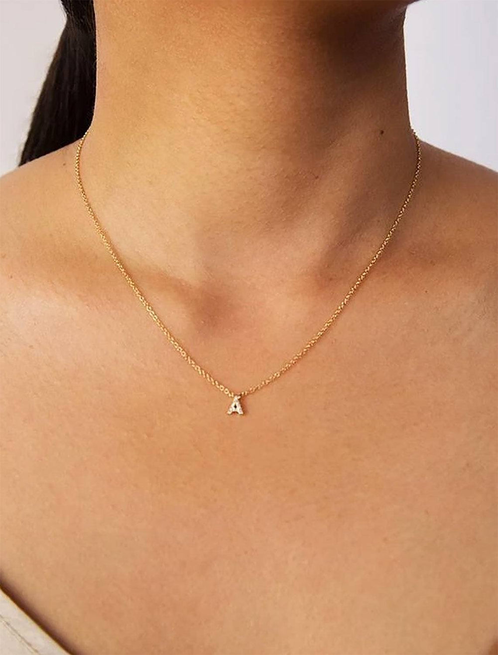 chan luu | diamond and 14k initial J necklace