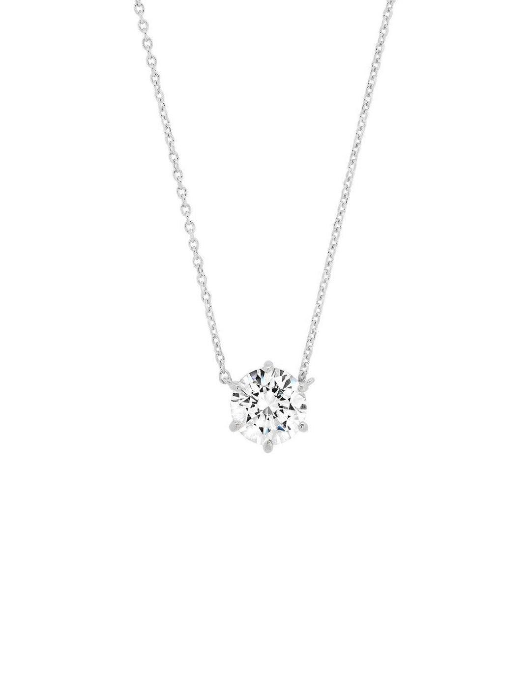 medium cz pendant necklace in silver