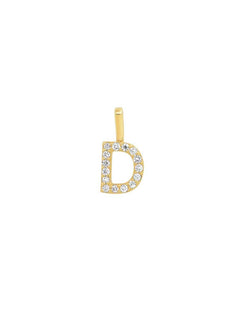 14k pave diamond initial charm - D
