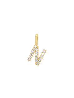 14k pave diamond initial charm - N