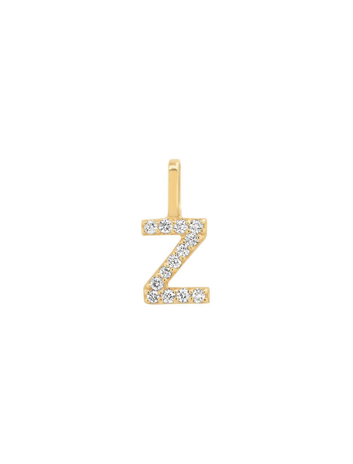 14k pave diamond initial charm - Z – Twigs