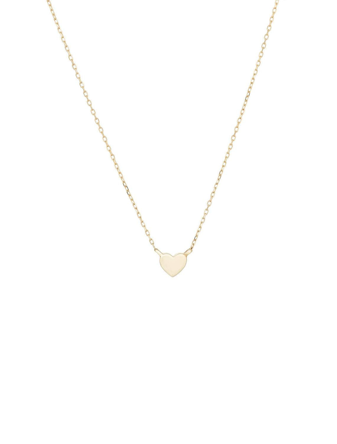 super tiny puffy heart necklace in gold