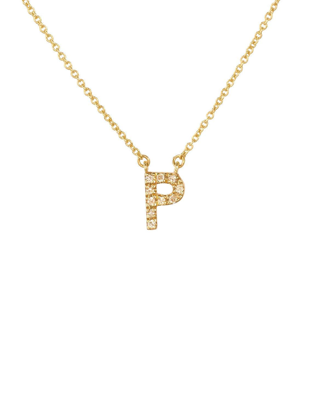 diamond and 14k initial P necklace