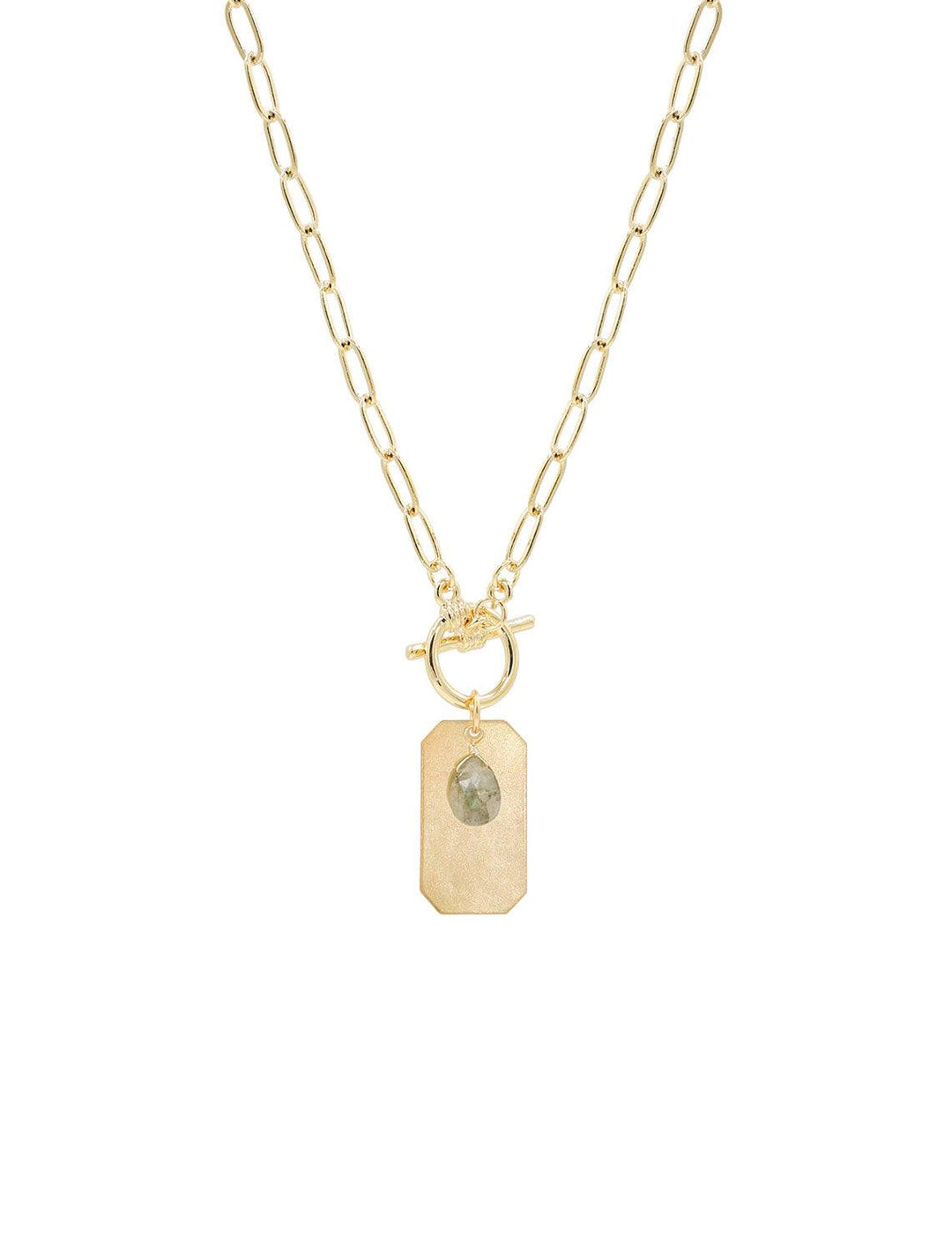 dog tag and labradorite toggle necklace