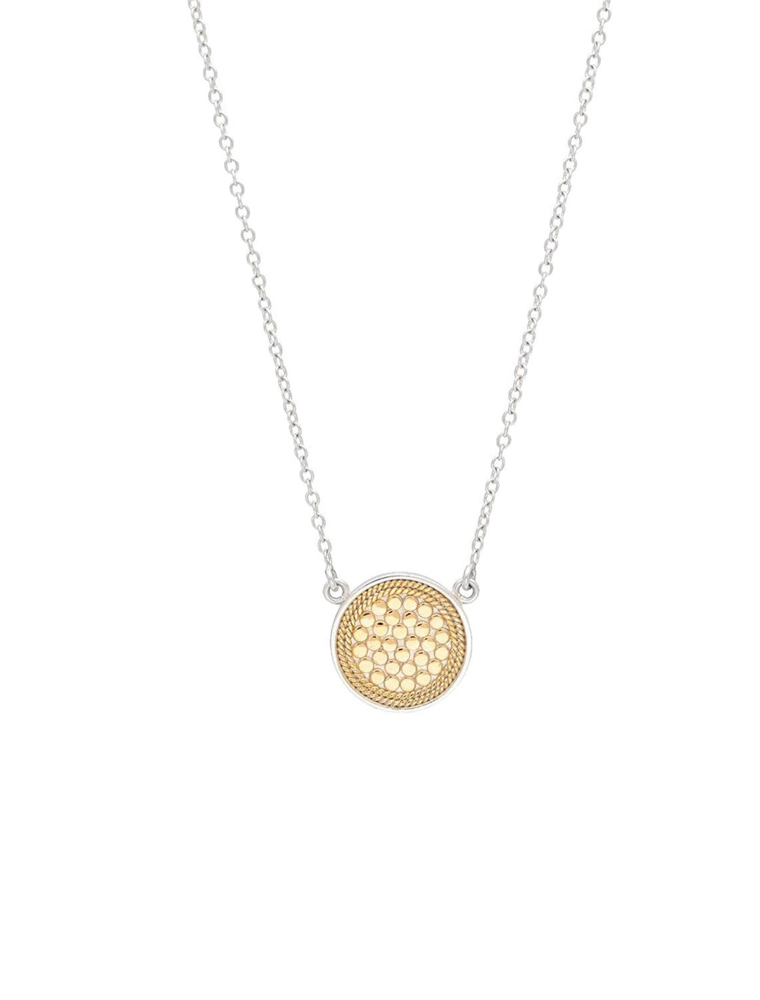 classic disc necklace in gold and silver