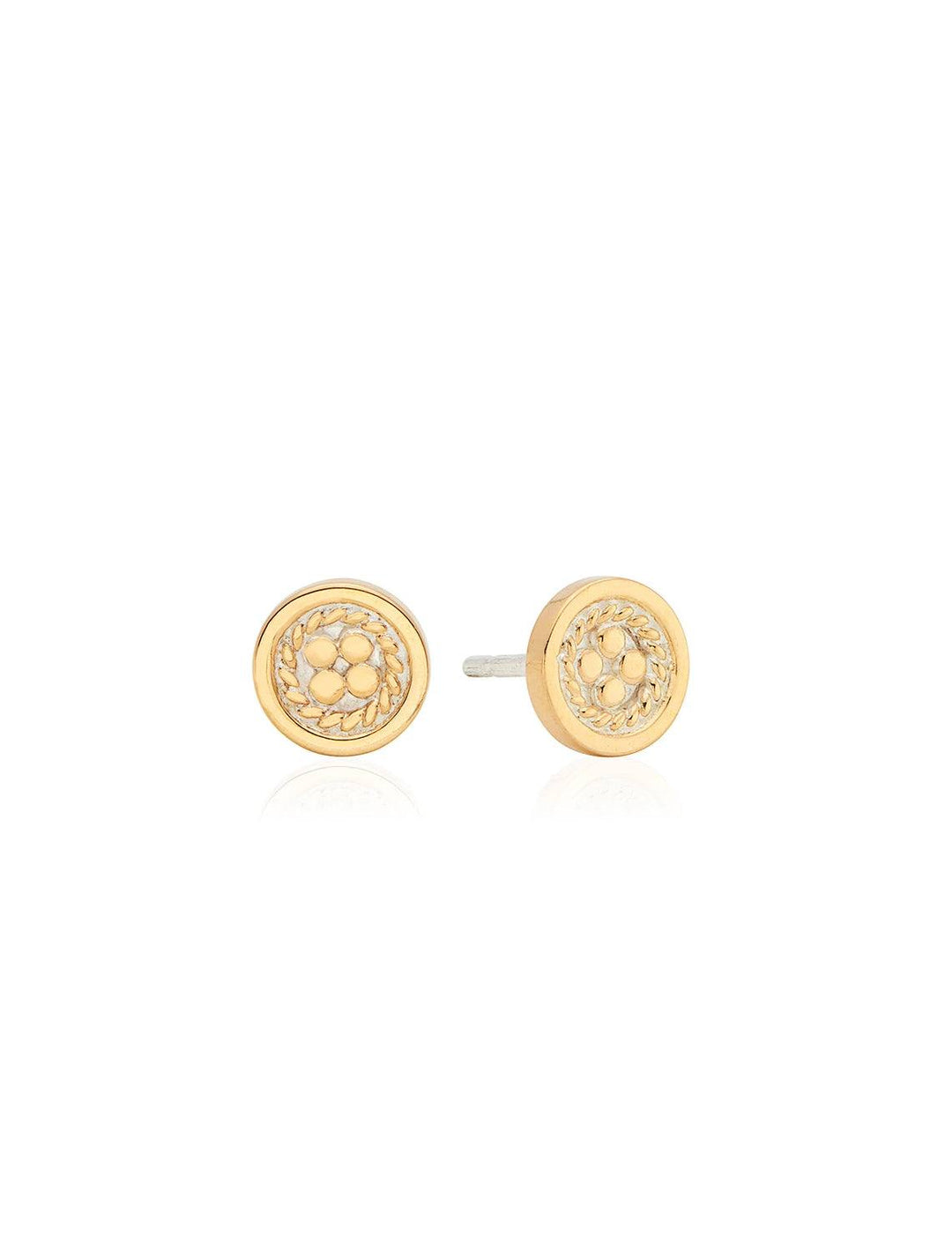 classic smooth border mini stud earrings in gold