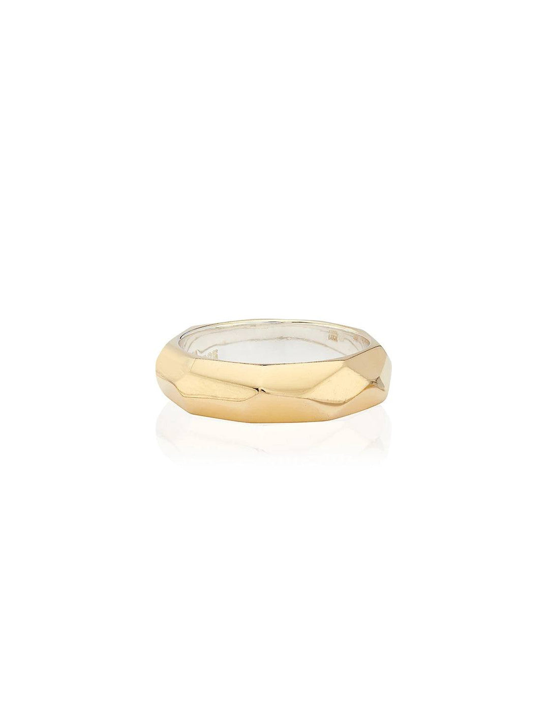 geo hammered band ring in gold