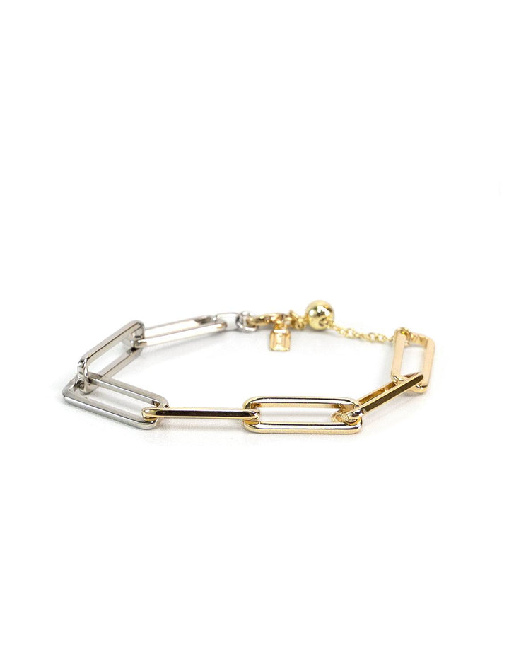 paper clip slider bracelet two tone