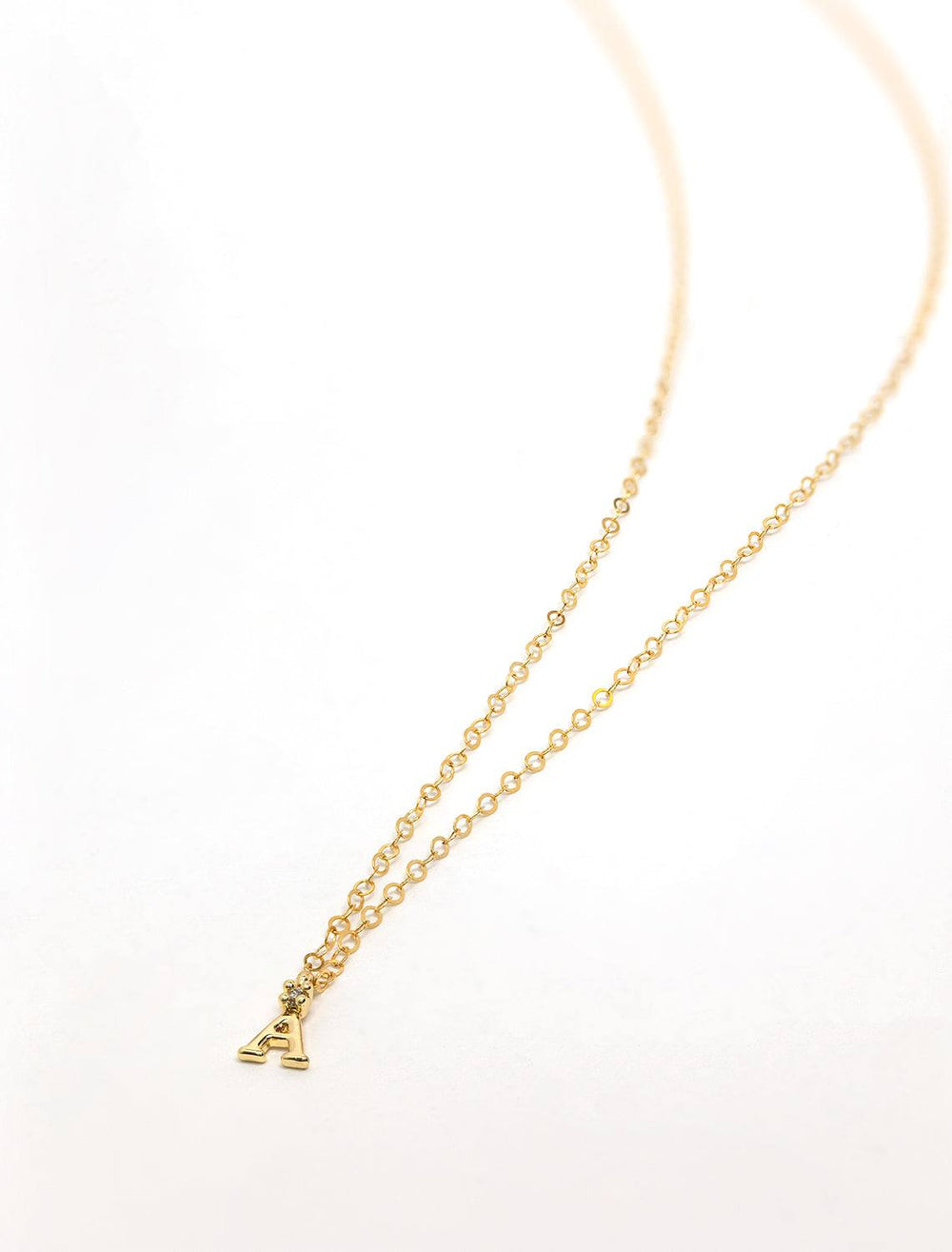 Marit Rae initial and cz necklace in gold | A - Twigs
