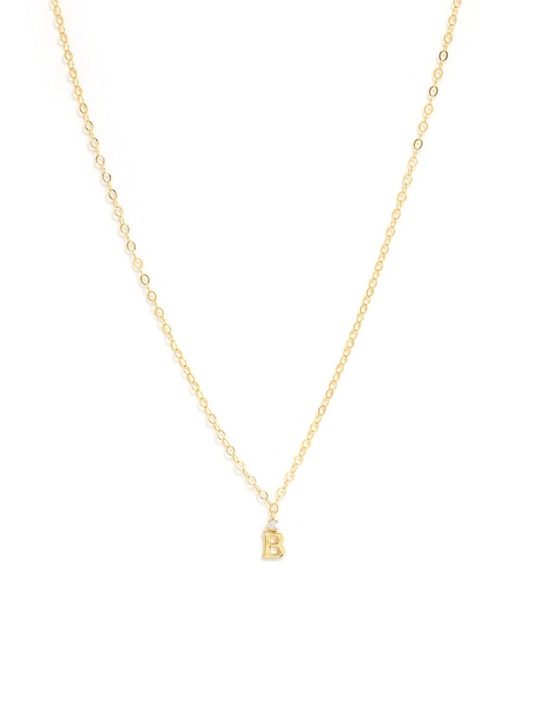 Marit Rae initial and cz necklace in gold | B - Twigs