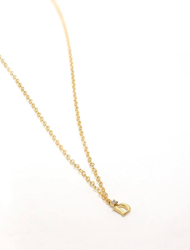 Marit Rae initial and cz necklace in gold | D - Twigs