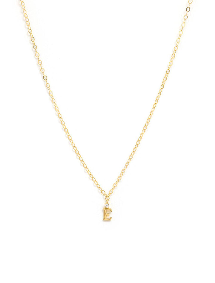 Marit Rae initial and cz necklace in gold | E - Twigs
