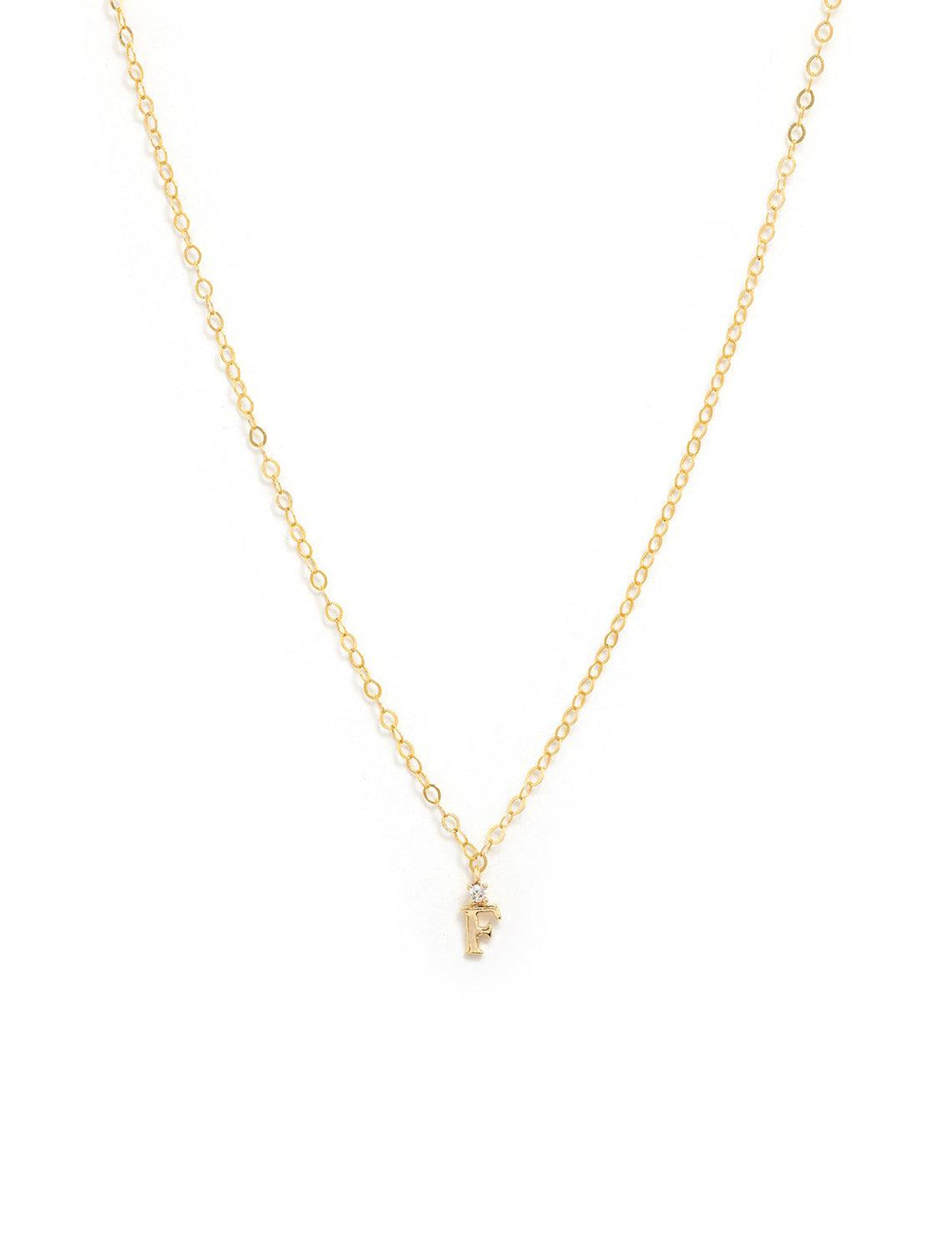 Marit Rae initial and cz necklace in gold | F - Twigs