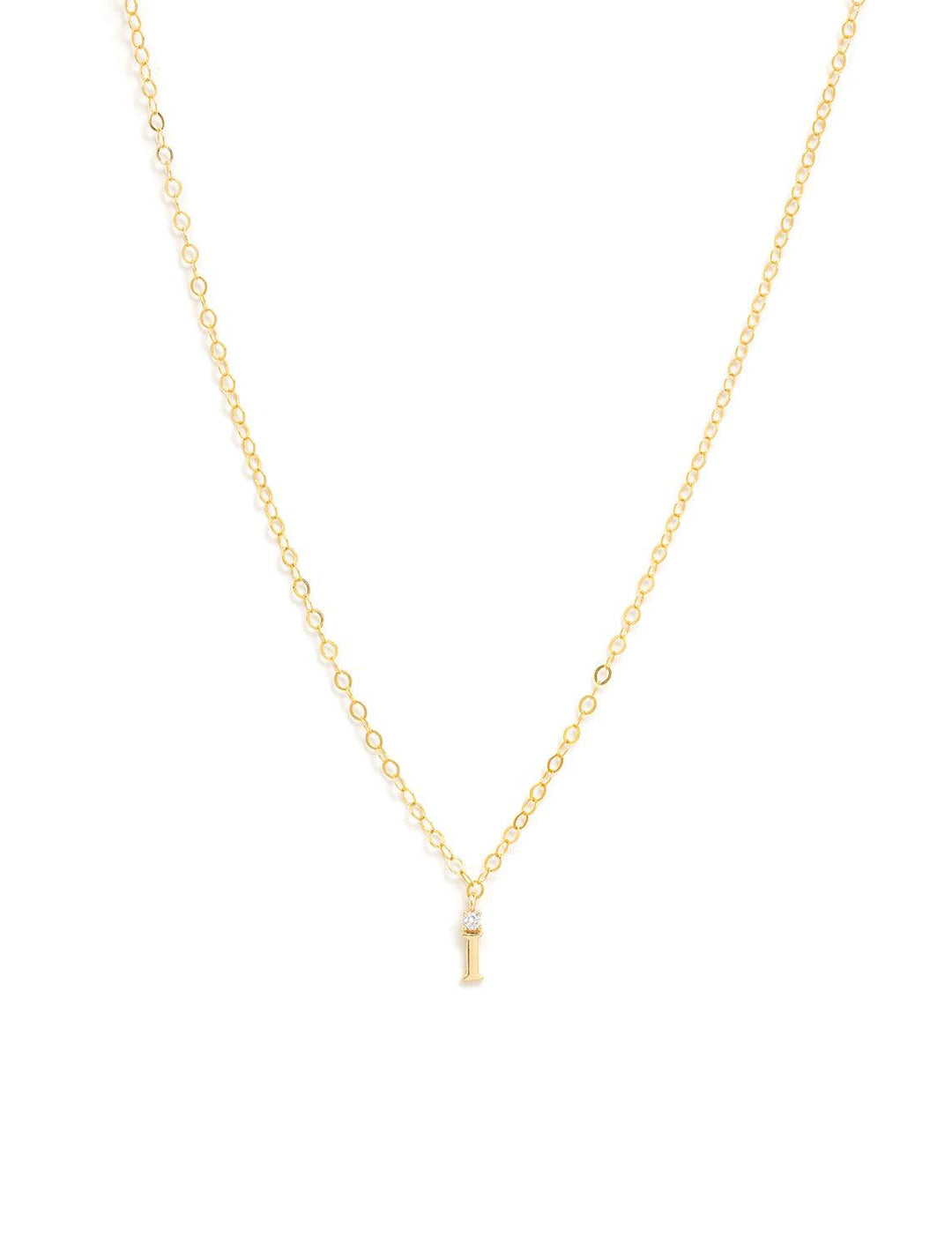 Marit Rae initial and cz necklace in gold | I - Twigs