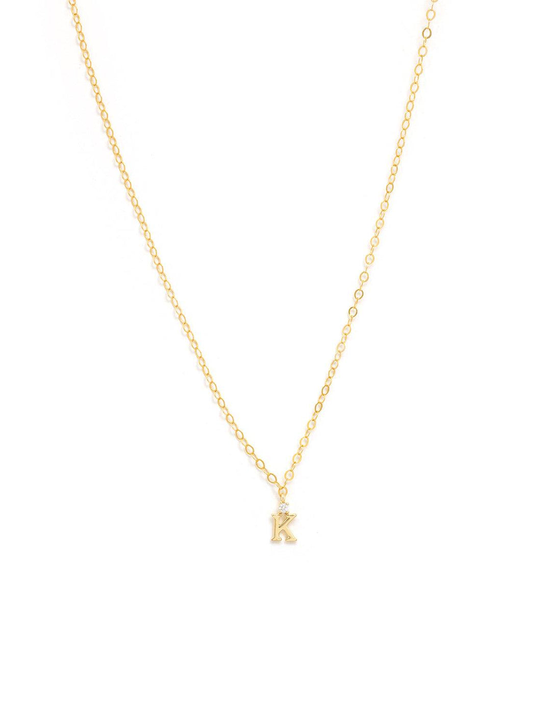 Marit Rae initial and cz necklace in gold | K - Twigs