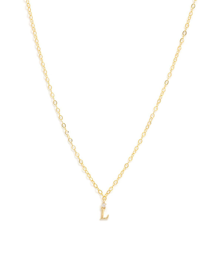 Marit Rae initial and cz necklace in gold | L - Twigs
