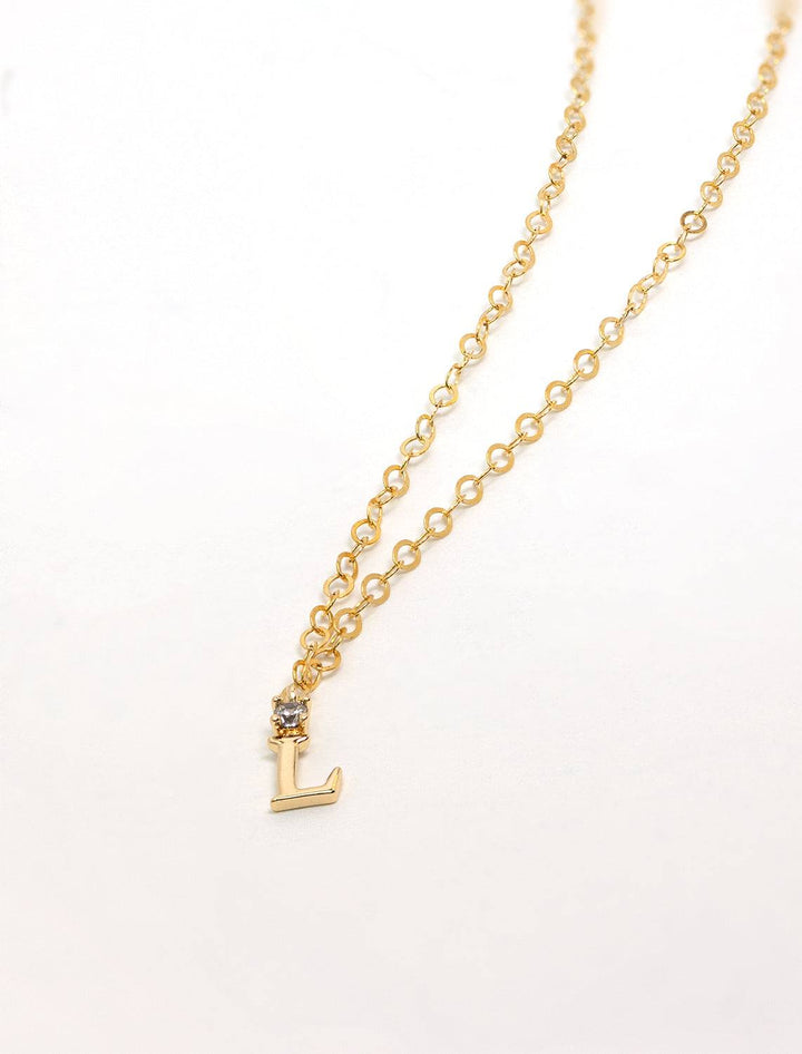Marit Rae initial and cz necklace in gold | L - Twigs
