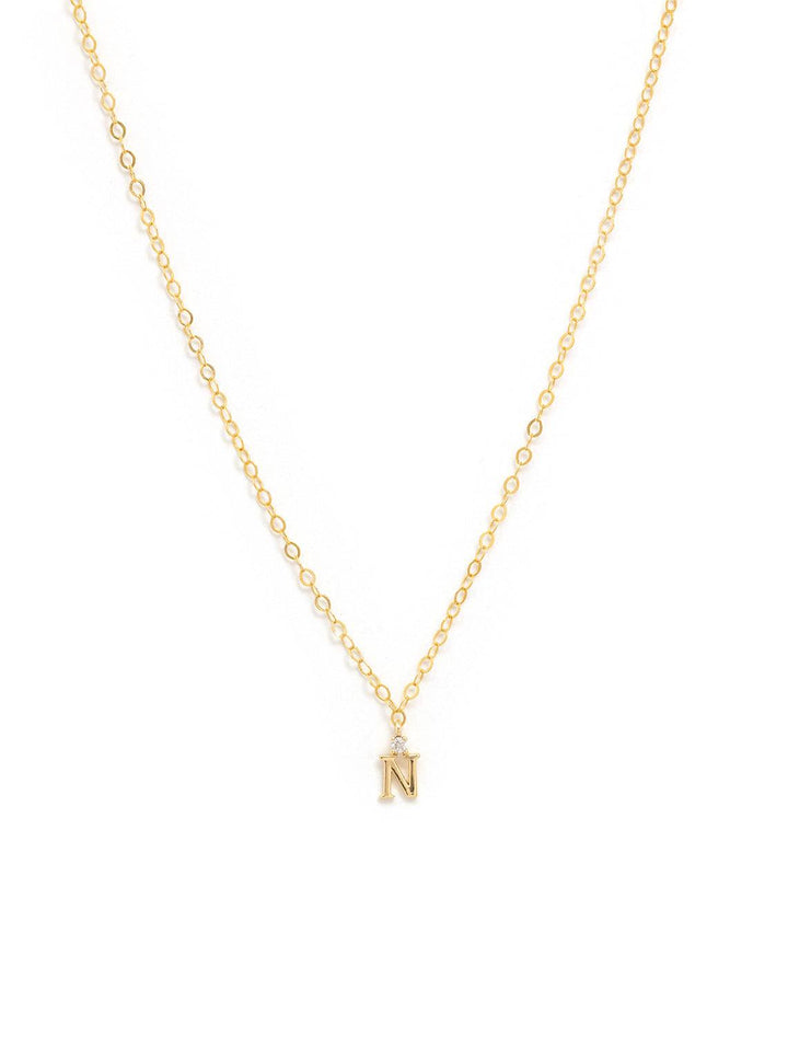 Marit Rae initial and cz necklace in gold | N - Twigs