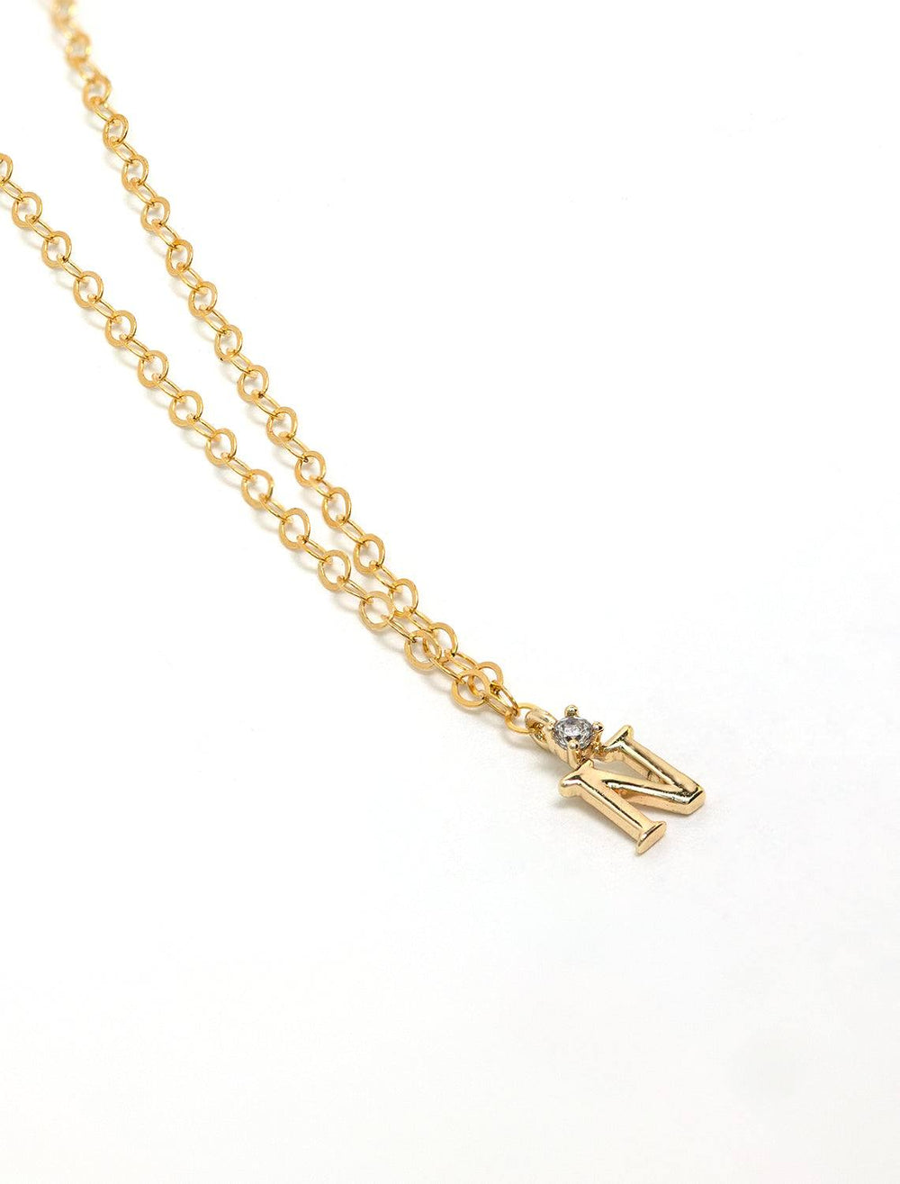 Marit Rae initial and cz necklace in gold | N - Twigs