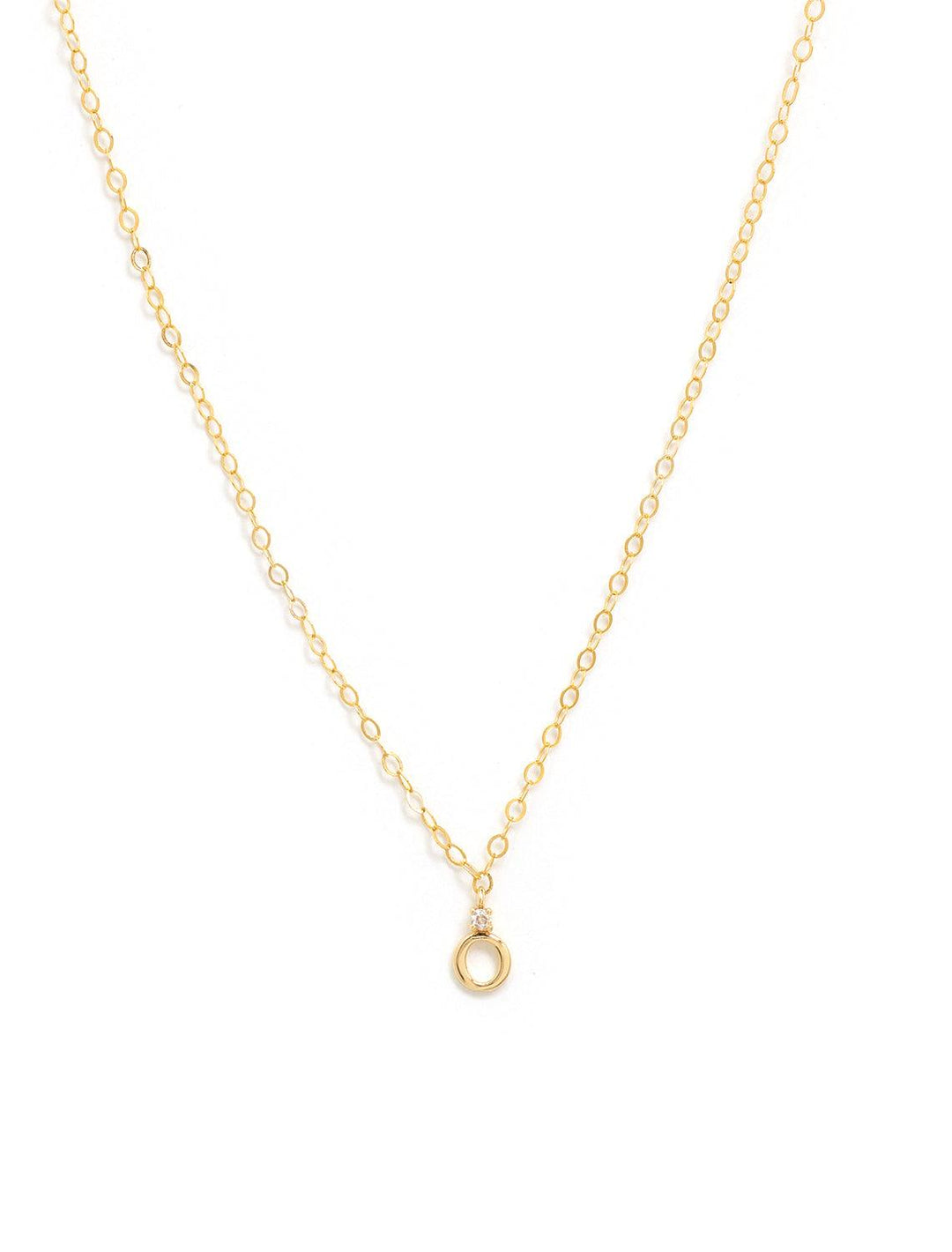 Marit Rae initial and cz necklace in gold | O - Twigs