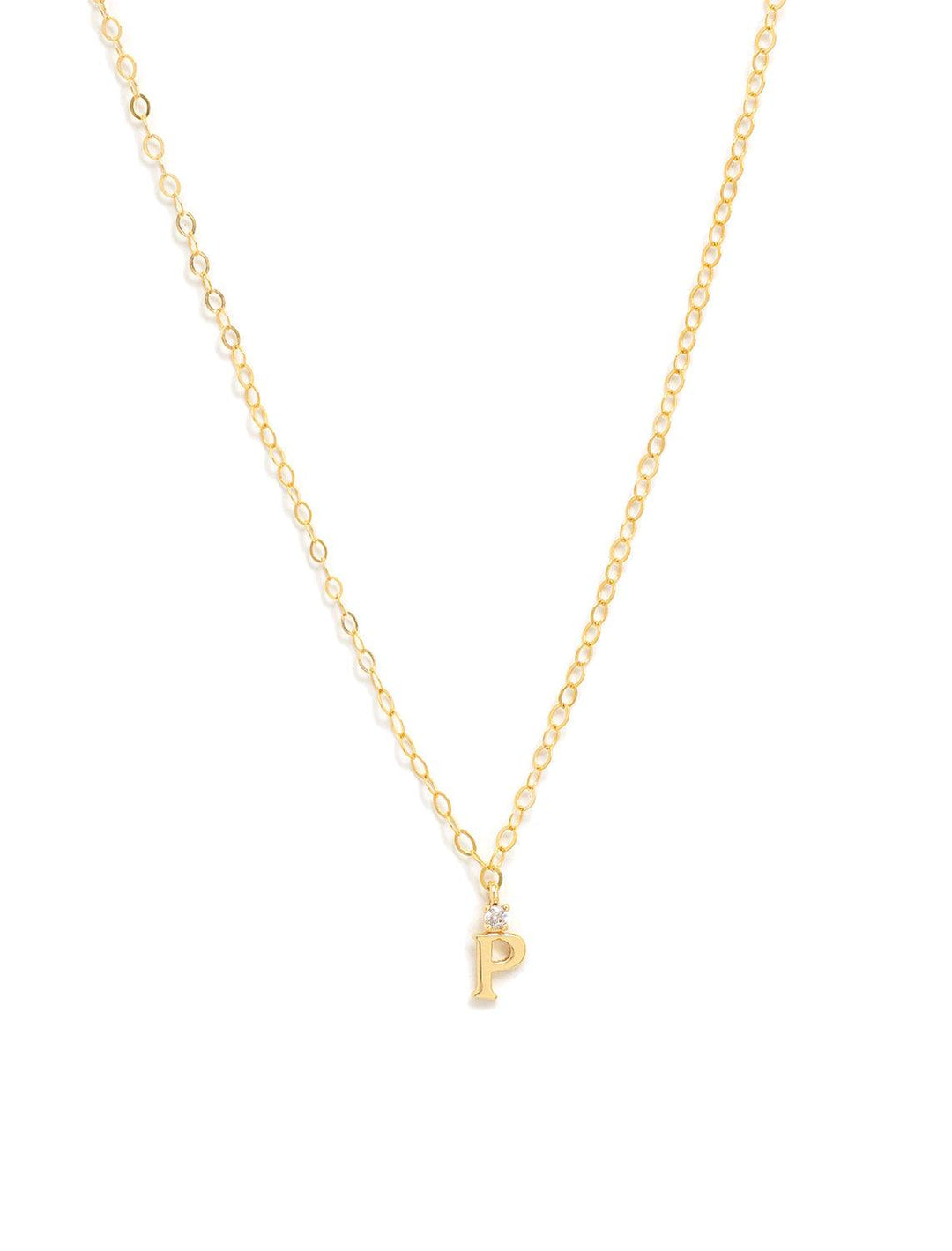 Marit Rae initial and cz necklace in gold | P - Twigs