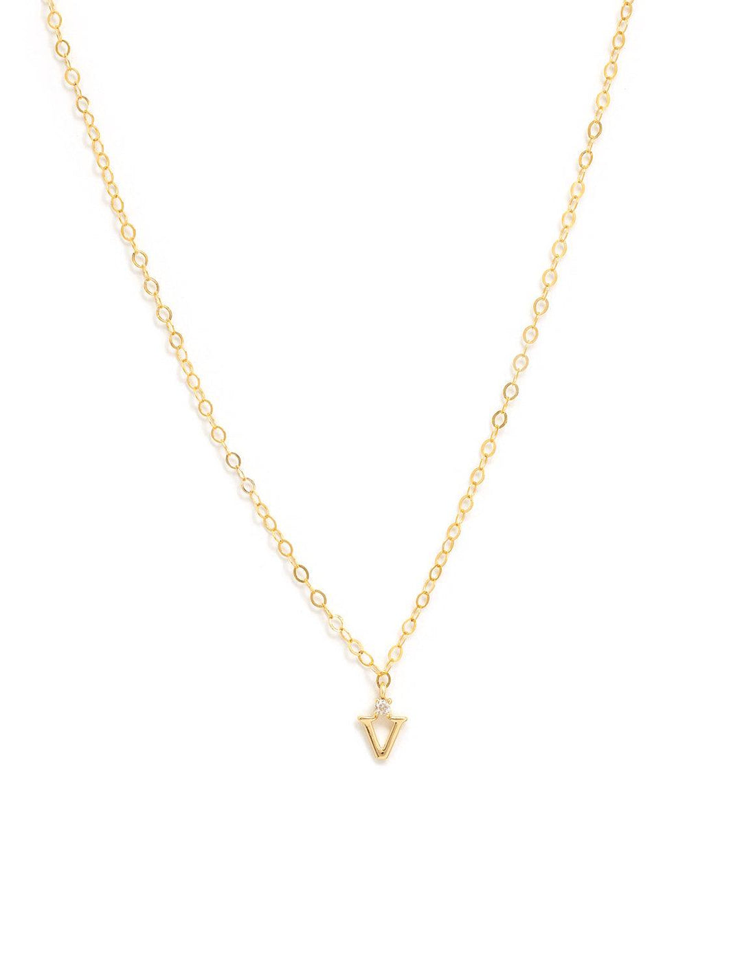 Marit Rae initial and cz necklace in gold | V - Twigs