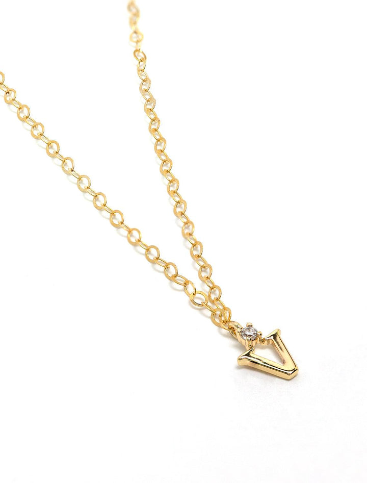 Marit Rae initial and cz necklace in gold | V - Twigs