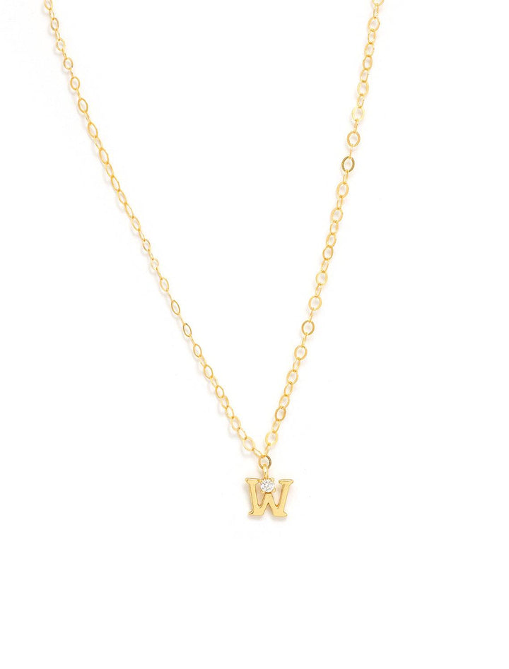 Marit Rae initial and cz necklace in gold | W - Twigs