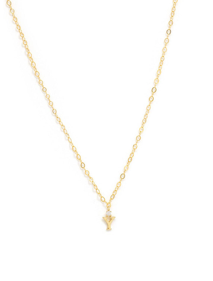 Marit Rae initial and cz necklace in gold | Y - Twigs