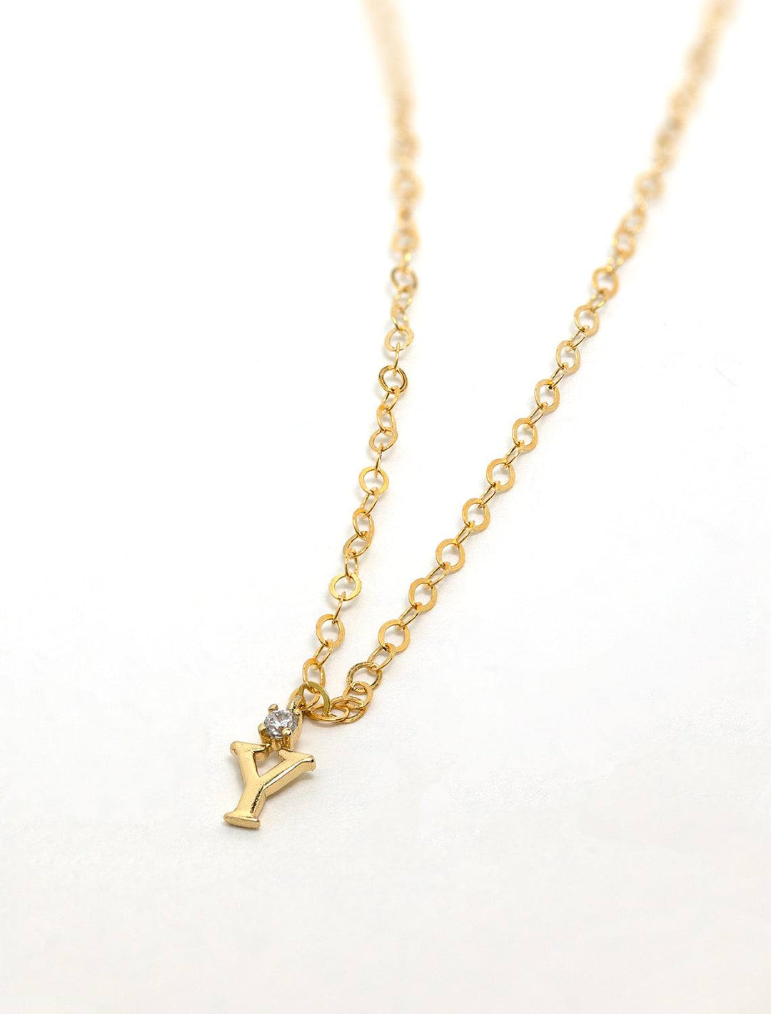 Marit Rae initial and cz necklace in gold | Y - Twigs